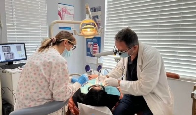 Dentist and Assistant during LA Smile Makeover